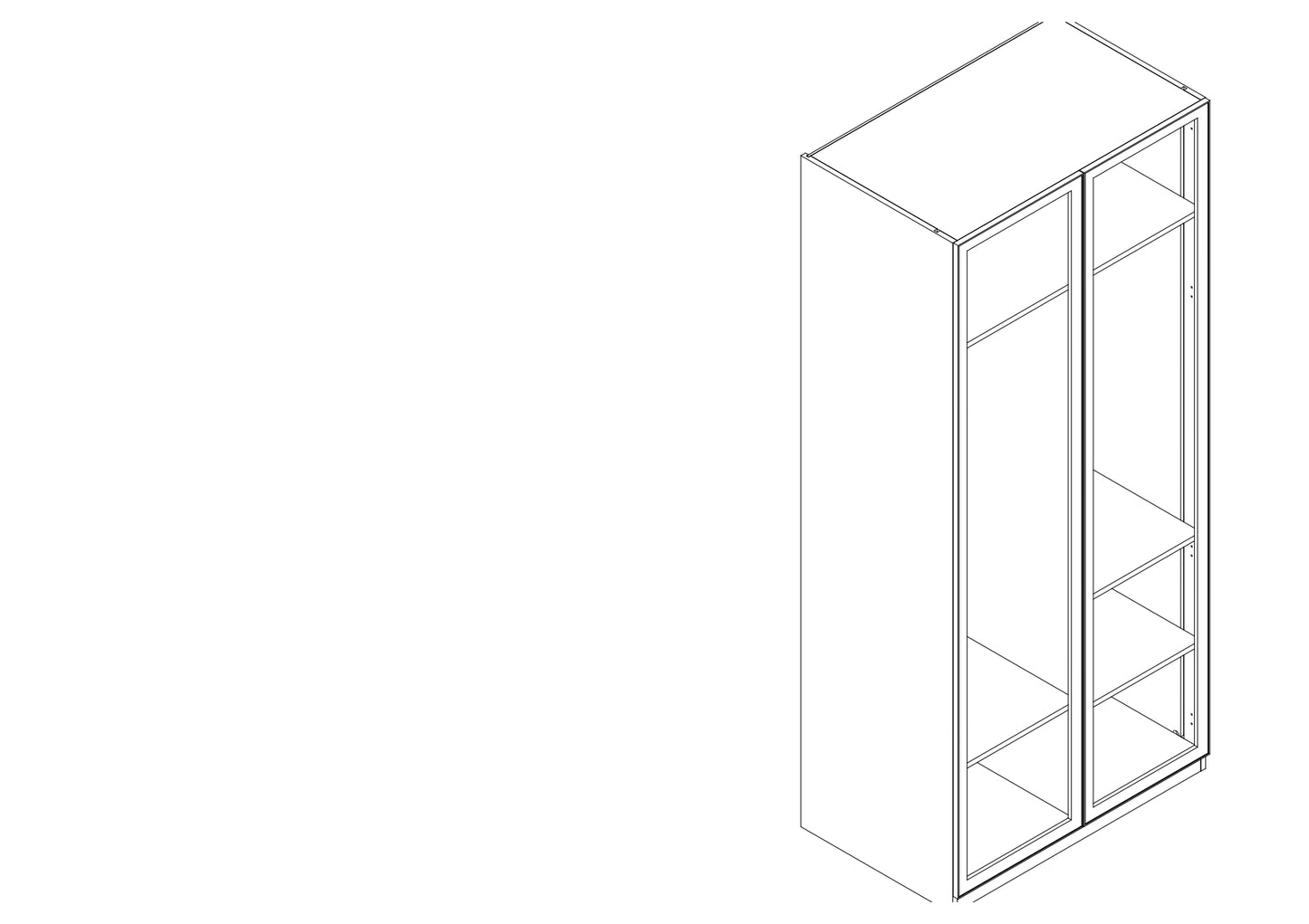 Модулен гардероб 100см с 2 закачалки и рафтове