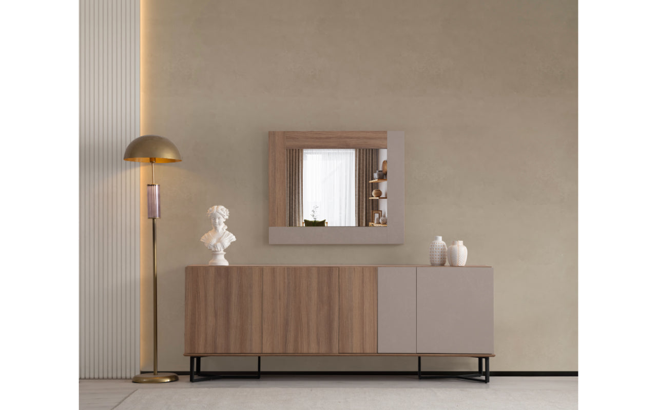 Комплект за хранене Olivya: Маса + 6 стола + Конзола + Огледало