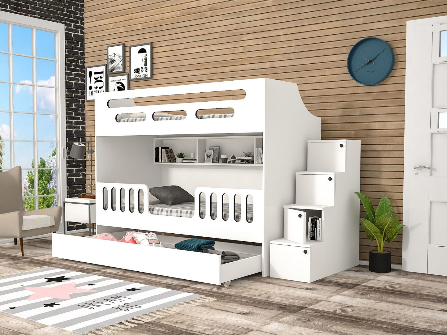 Двуетажно легло Cesur бял