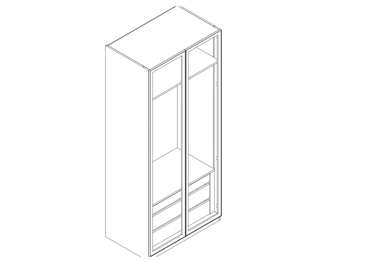 Модулен гардероб с LED осветление, чекмеджета и закачалка – 100 см