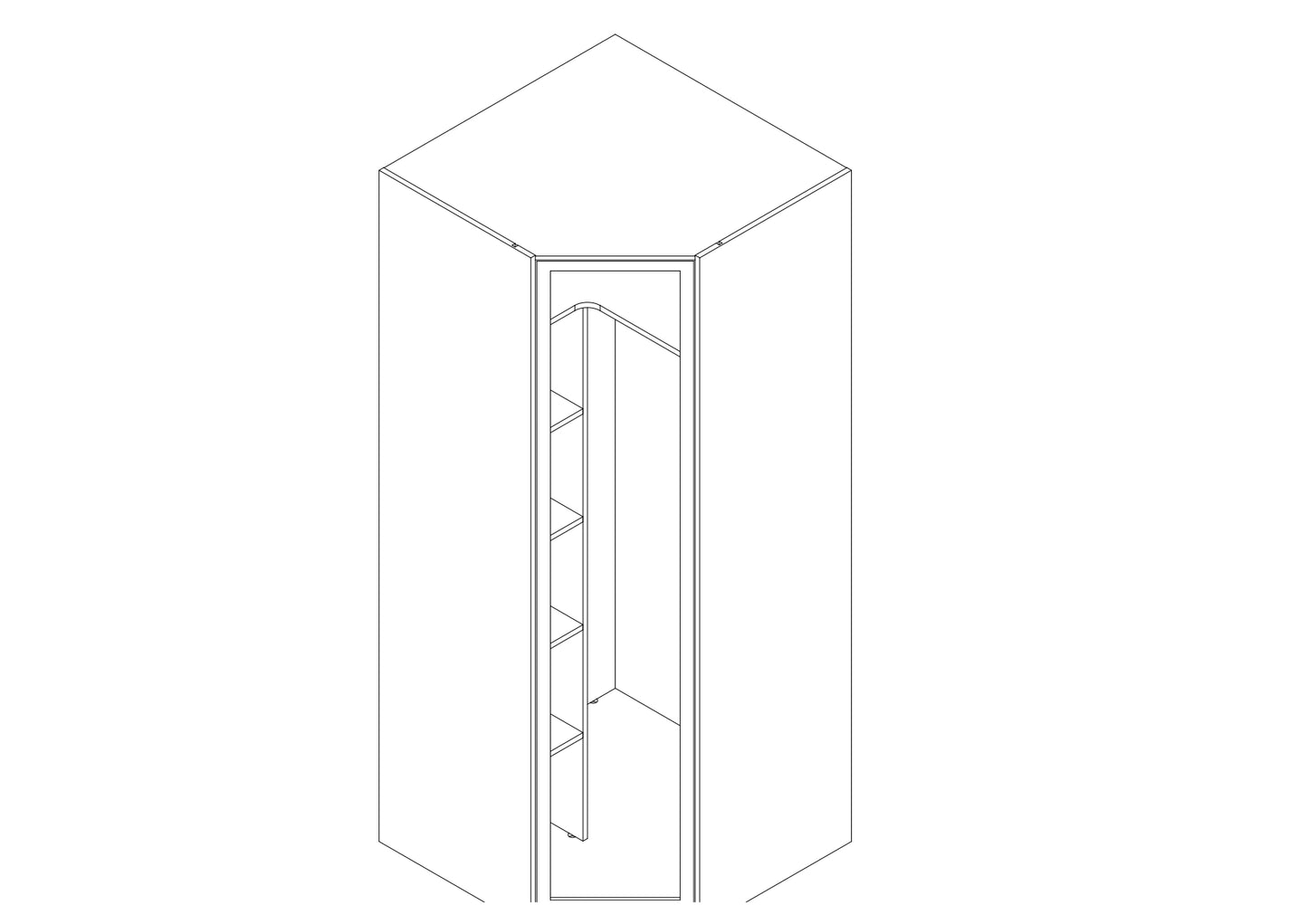 Ъглов модулен гардероб с рафтове и закачалка – 92 см