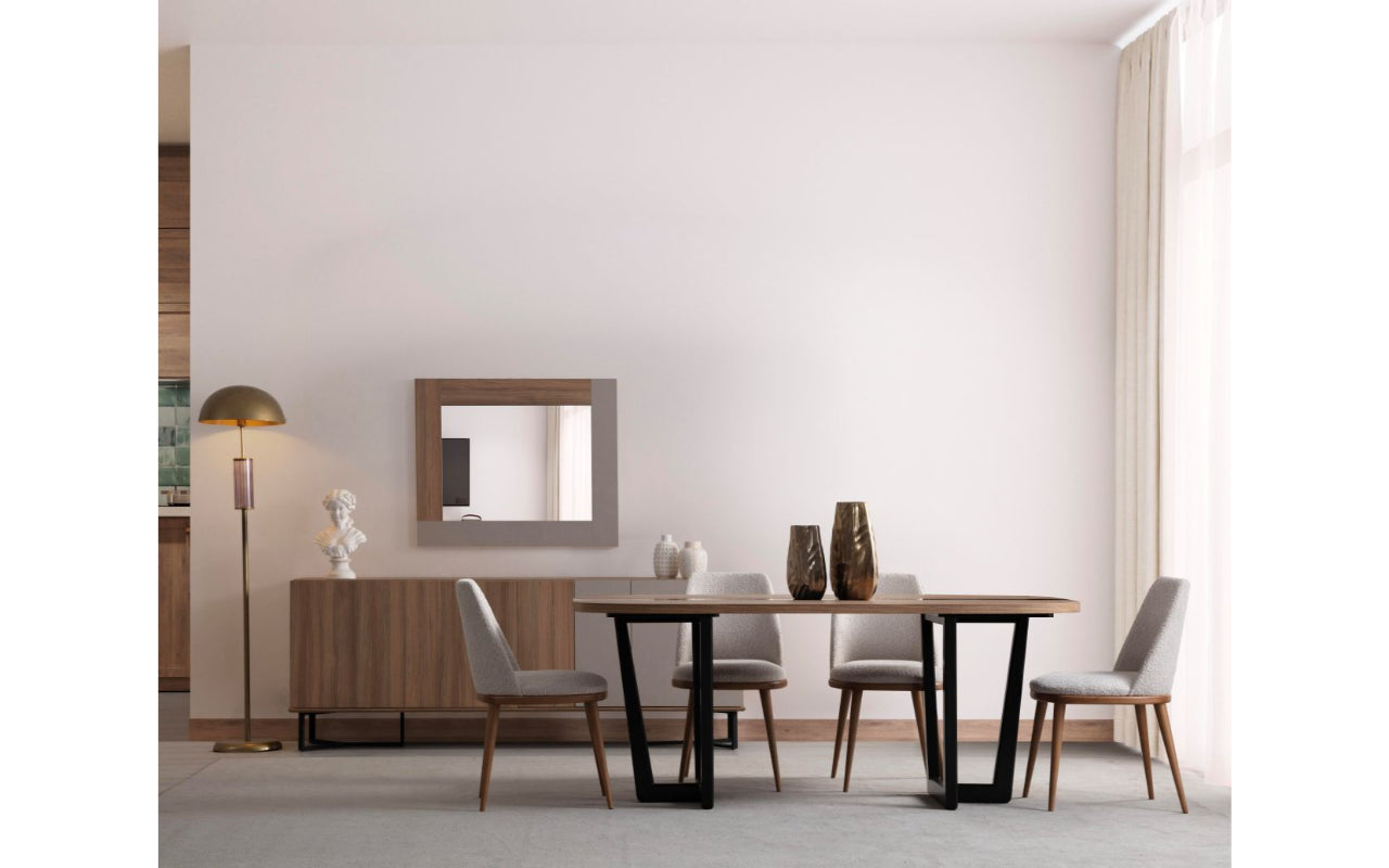 Комплект за хранене Olivya: Маса + 6 стола + Конзола + Огледало