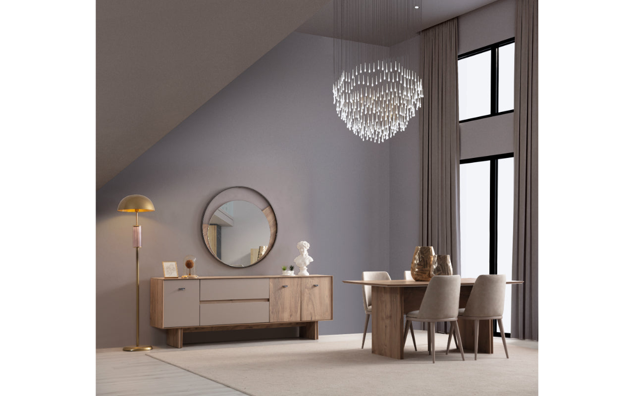 Комплект за хранене Osso: Маса + 6 стола + Конзола + Огледало