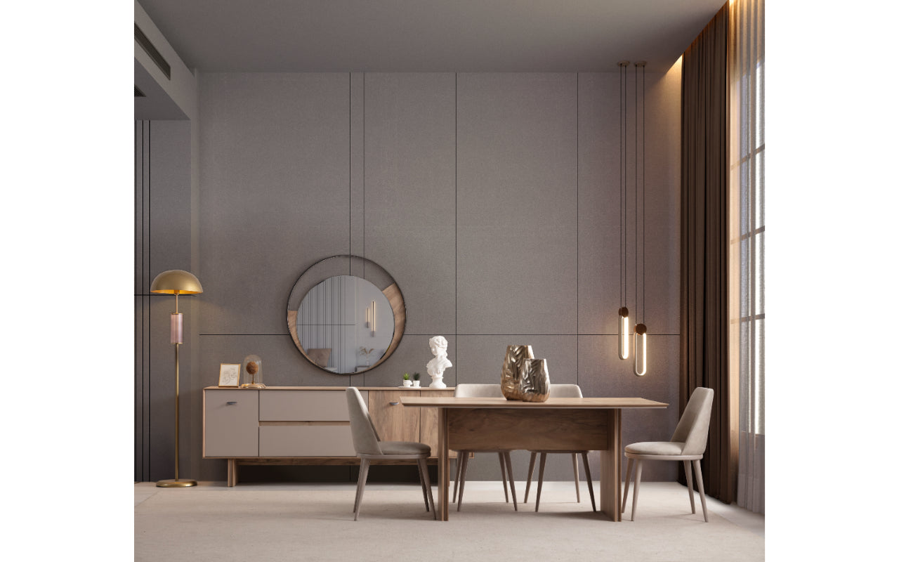 Комплект за хранене Osso: Маса + 6 стола + Конзола + Огледало