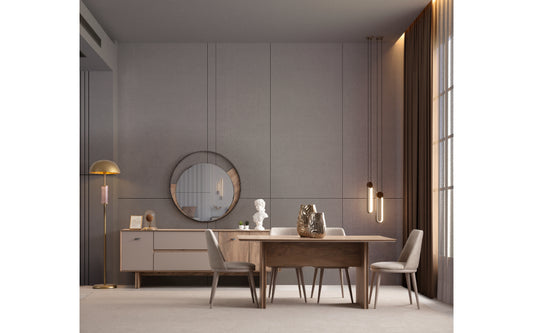 Комплект за хранене Osso: Маса + 6 стола + Конзола + Огледало